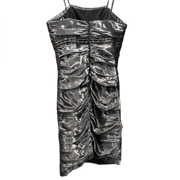 Carmen Marc Valvo Metallic Grey Party Embellished Strapless Dress Size 12. - Picture 5 of 12